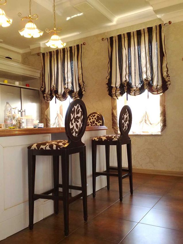 Бескаркасные австрийские шторы на кухню Дуэт, фото