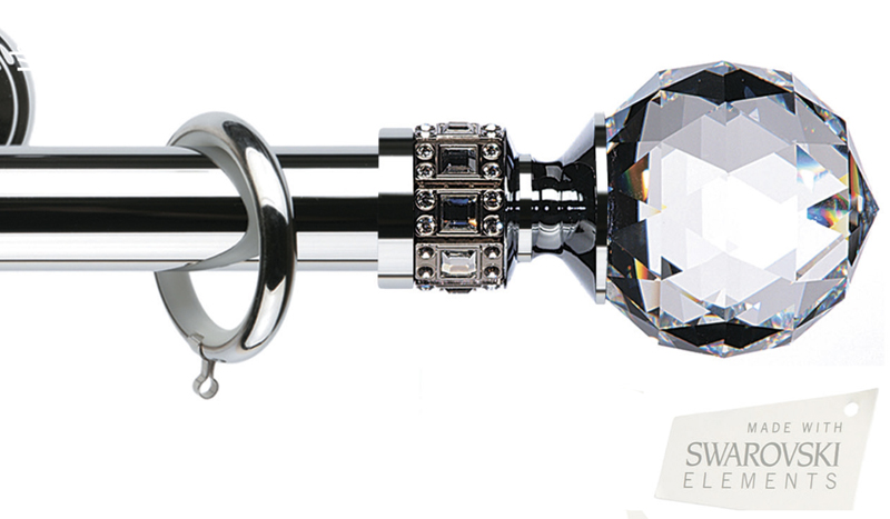 Карниз Кристалло Сан марко 2 хром с серебряной дорожкой кристаллов, фото