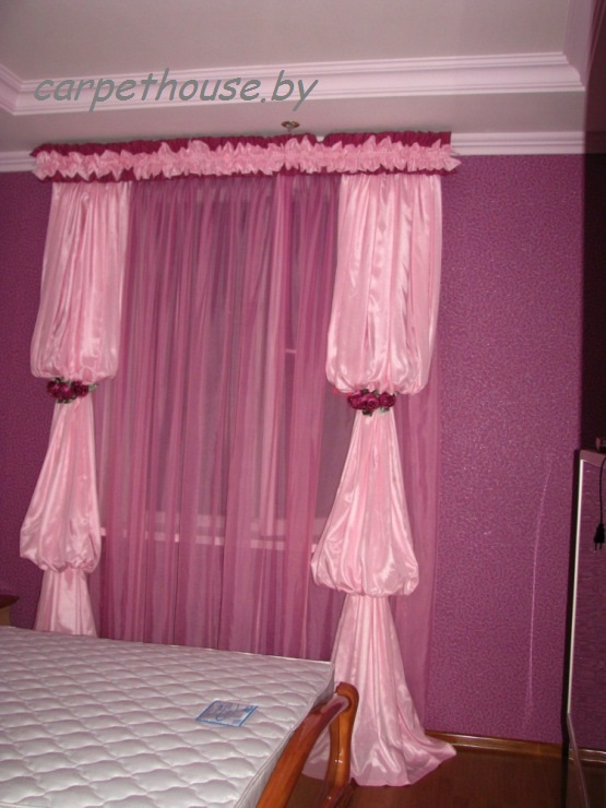 Розовые шторы рукав епископа, фото