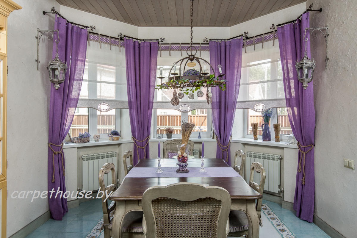 Фиолетовые шторы прованс, фото
